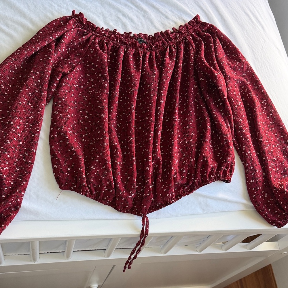 Papermoon Burgundy Off-Shoulder Blouse